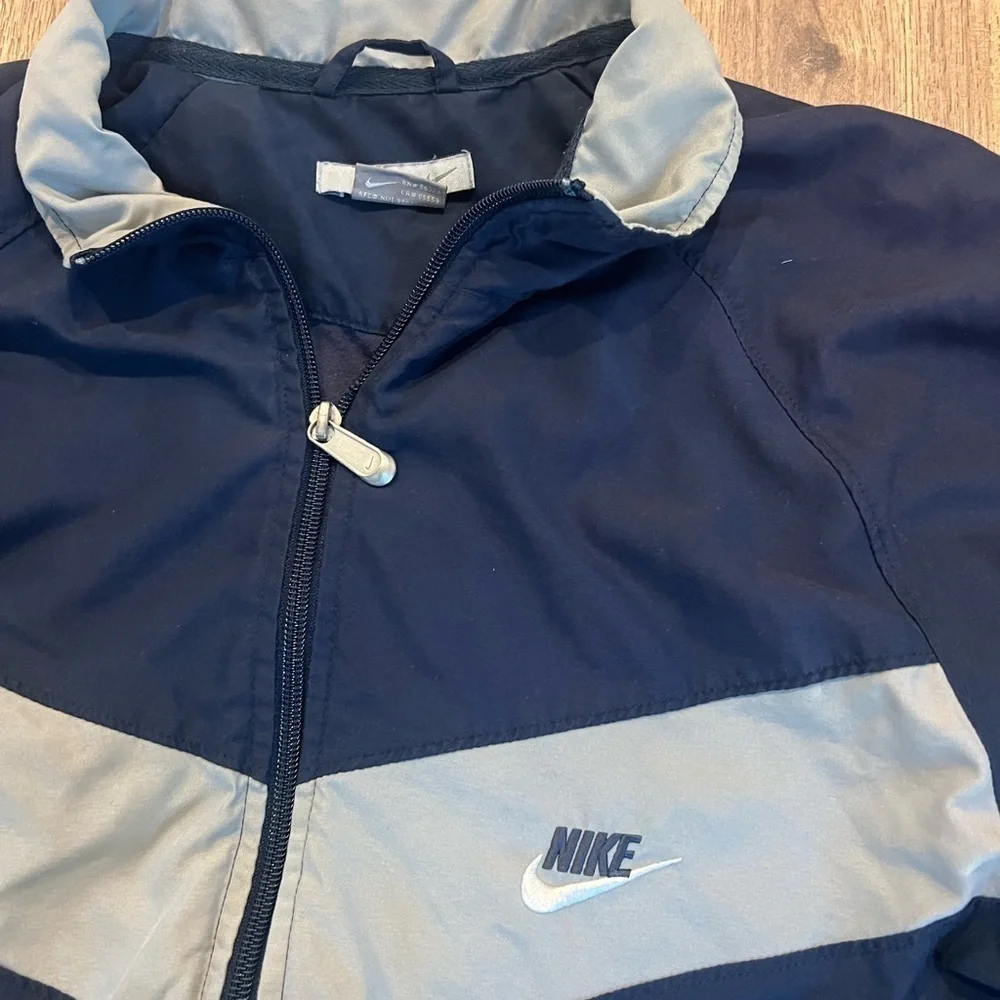 Vintage Nike Jacket Mens XL Navy Blue Full Zip Windbreaker 90s Swoosh Logo Y2K